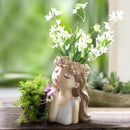 Axya Girl Sculpture Resin Vase: Creative Home Decor & Gift