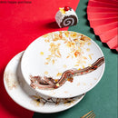 Axya Ceramic Plate: Chinese Style Floral Bird Design, Round Dinner Dish, Decorative Tableware