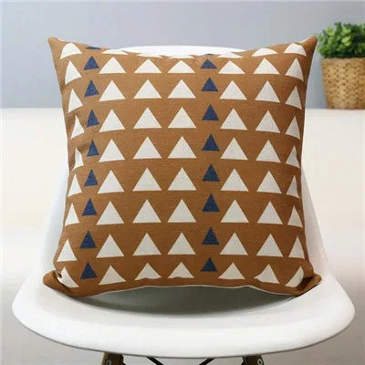Axyaa Black & White Linen Sofa Cushions Cover - Nordic Bohemian Ethnic Grey Geometric Pillow Cover