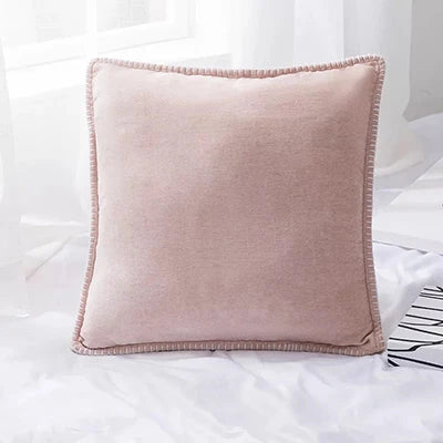 Chenille Cushion Cover with Fringe in Pink Grey Mustard Yellow for Home Sofa Bed Decor 45x45cm