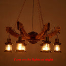 Axyaa Retro Industrial Solid Wood Chandelier for Cafe Restaurant Bar