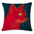 Axyaa Red Black Cat Print Cushion Cover 45X45CM for Home Decor