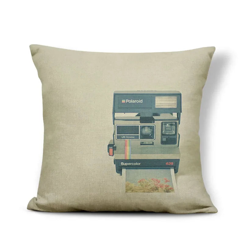Axyaa Retro Record Camera Pillow Cover - 45X45CM