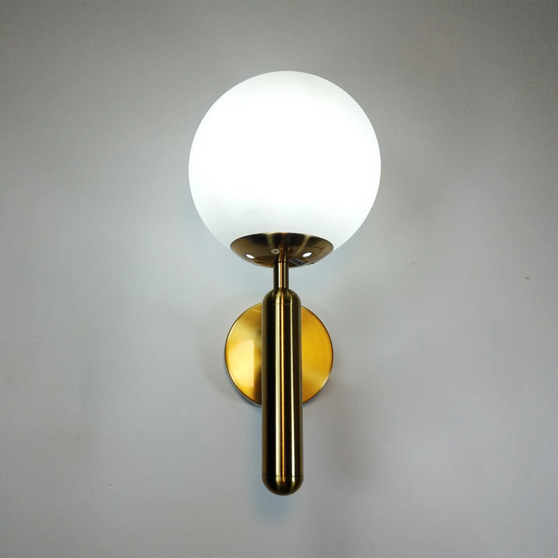 Nordic Bedroom Gold Black Glass Wall Lamp by Axyaa lit by LED