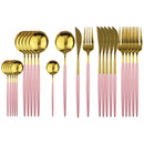 Axyaa Black Stainless Steel Dinnerware Set: 24Pcs Cutlery Flatware Gift Set