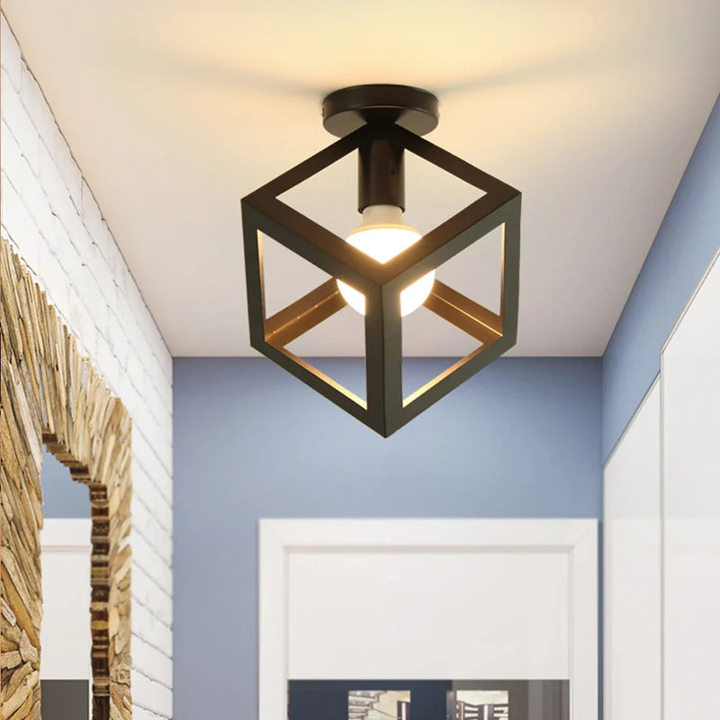 Axyaa Retro Iron Ceiling Lamp for Living Room, Modern Nordic Black Fixture