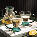 Axya Glass Teapot & Teacup Set - Stained Glass Design, High Temperature Resistant