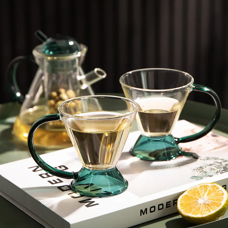 Axya Glass Teapot & Teacup Set - Stained Glass Design, High Temperature Resistant