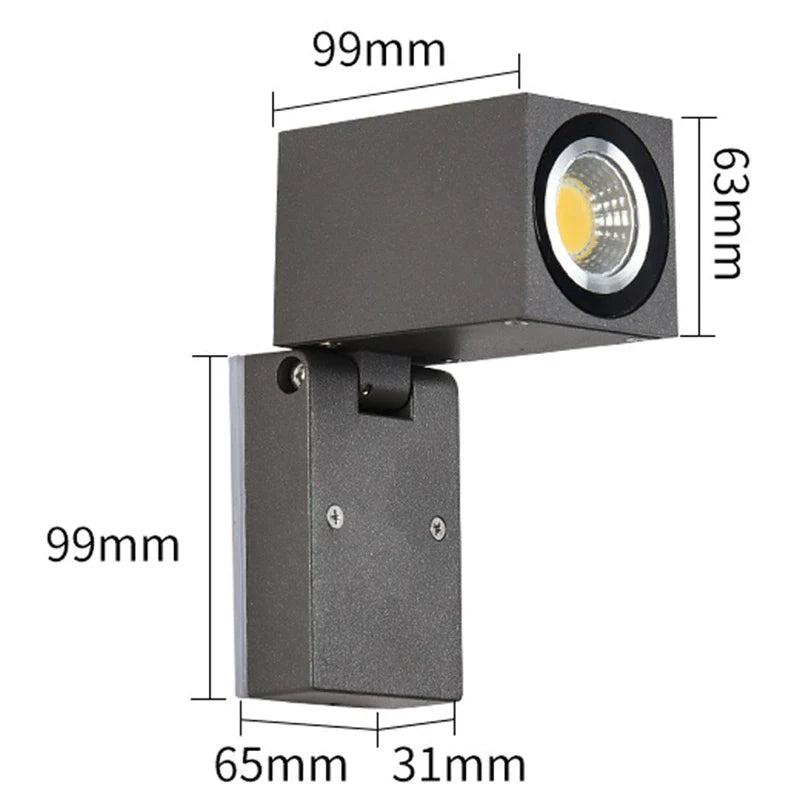 Axyaa Adjustable Outdoor LED Wall Lamp for Modern Lighting in Garden and Porch