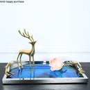 Axya Blue Agate Metal Tray - Elegant Cosmetic Storage & Decoration
