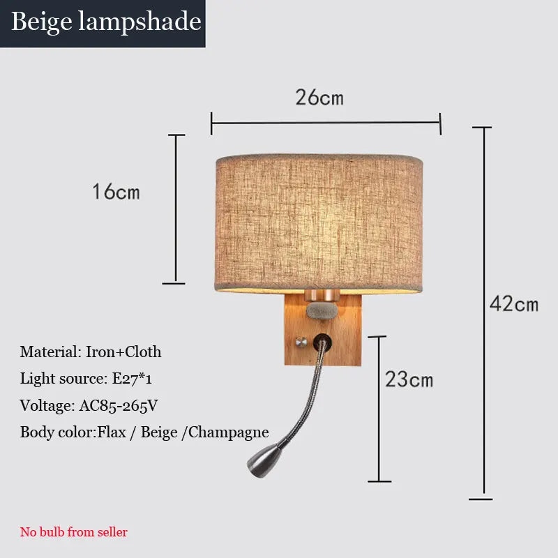 Axyaa Wood Led Wall Lamp Nordic Bedroom Lighting