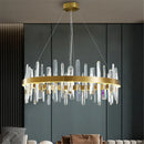 Axyaa Gold LED Chandelier: Modern Crystal Dining Room Lighting