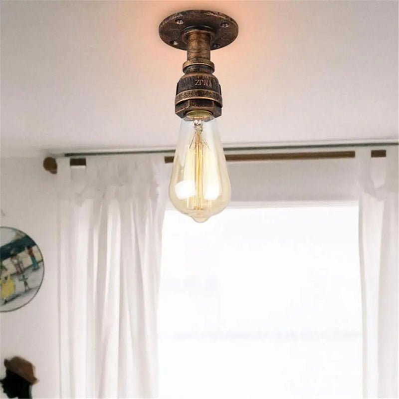 Axyaa Rustic Pipe Ceiling Lights: Vintage E27 Loft Industrial Iron Pipe Lamps