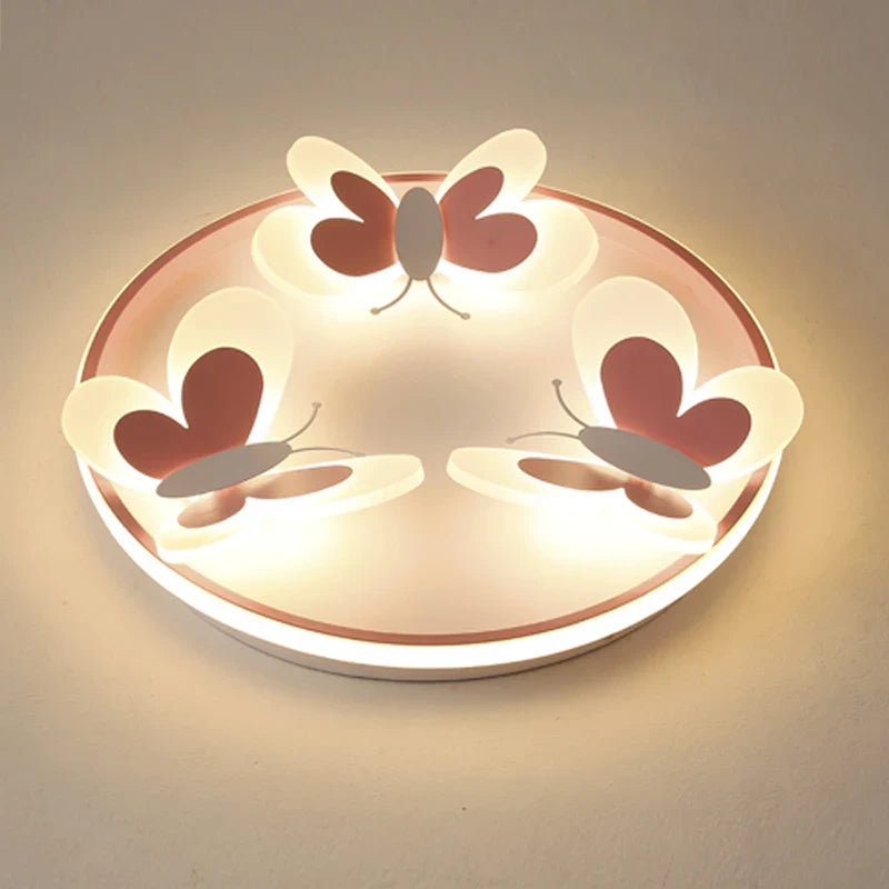 Axya Pink Butterfly LED Ceiling Lamp for Kids' Bedroom