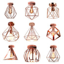 Axyaa Rose Gold Metal Cage Ceiling Lamp for Kitchen Island Bedroom