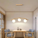 Nordic Wooden Chandelier with White Glass Ball Design for Axyaa Home Lighting