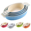 Axyaa 4-Piece Ceramic Handled Oval Baking Dish Set for Lasagne/Pie/Casserole