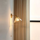 Axyaa Glass LED Wall Light Copper Lampshade Pull Chain Switch Bathroom Mirror