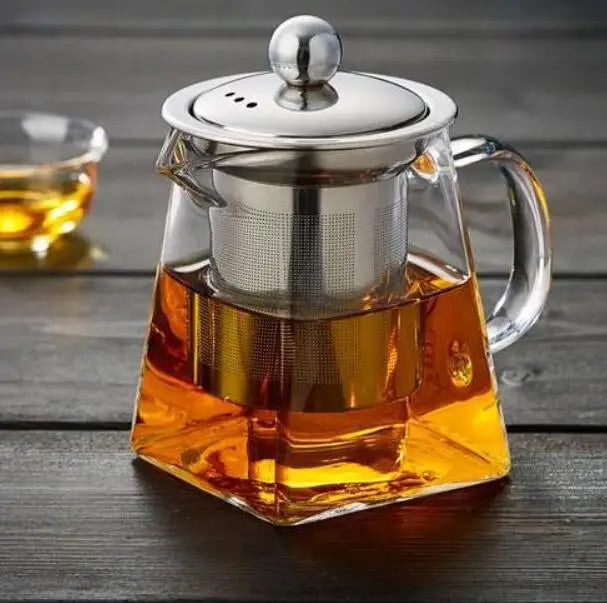 Axya Stainless Steel Tea Infuser Pot Glass Teapot Cup