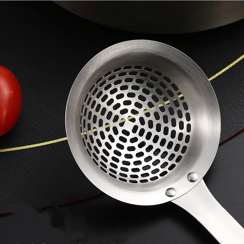 Axyaa Stainless Steel Soup Spoon Colander Strainer Skimmer for Home Cooking
