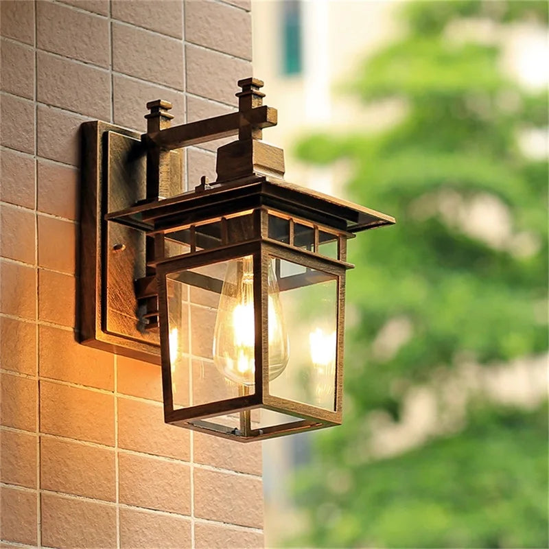 Axyaa Retro Black Outdoor Wall Lamp LED Sconces Waterproof Decorative for Home Aisle