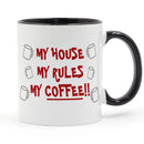 Axyaa Ceramic Coffee Mug 350ml - My House My Rules - Gift for Coffee Lovers