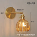 Axyaa Copper Glass LED Wall Lamp Switch Japanese Nordic Style Bedroom Bathroom Mirror Stair Light Wall Sconce