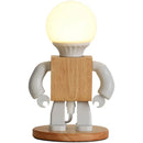 Axyaa Modern Nordic White Wood LED Table Lamp for Kids' Bedroom
