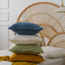 Axyaa Fringed Cotton Linen Cushion Cover 50x50cm Solid Pillow for Home Decor