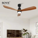 Axya Wood Ceiling Fan with Lights Remote Control - 220v Bedroom Ventilador De Teto