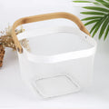 Axyaa Wooden Handled Storage Basket: Kitchen & Bathroom Organizer for Tools, Food, and Sundry Items