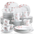 Axyaa Pink Floral Porcelain Plate Set for 12 - 60-Piece Dinnerware Collection