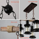 Axyaa 8-Light Vintage Wood Chandelier Glass Pendant Iron Lamp for Cafe Bar Loft