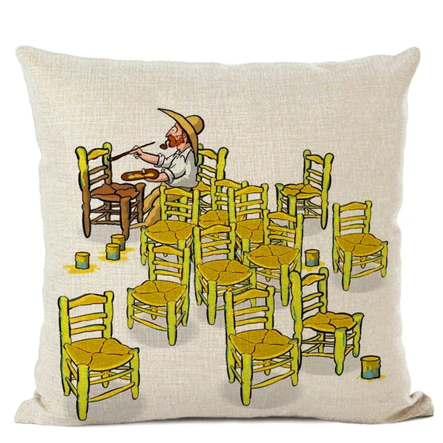 Van Gogh Self Portrait Cushion Cover by Axyaa - Home Decor