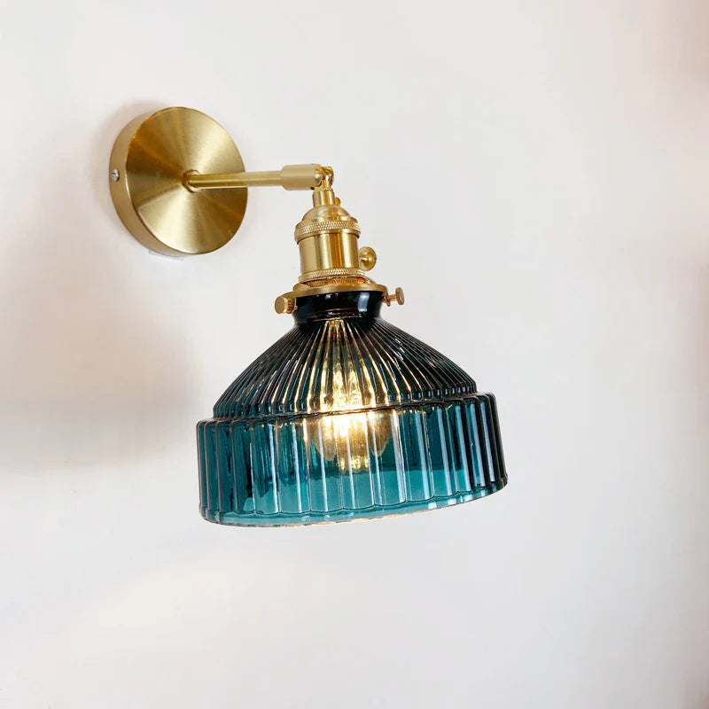 Nordic Glass Rotatable Wall Lamp by Axyaa - Modern Brass Bedside Light