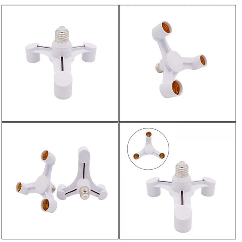 Axyaa White 3-in-1 E27 Lamp Holder Converters - 2 Pack