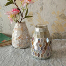 Axyaa Glass Mosaic Vase for Hydroponic Green Dill Small Flower Arrangement