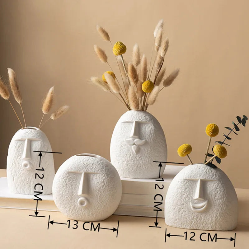Axya™ Creative Face Shape Vase: Nordic Style Ceramic Flowerpot for Room Decoration