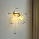 Axyaa Milk Glass LED Wall Light with Pull Chain Switch - Modern Nordic Copper Wall Beside Lamp