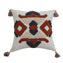 Axyaa Geometric Embroidery Tassel Pillow Cover - Boho Style for Home Décor