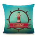 Axyaa Mediterranean Lighthouse Sail Print Pillow Cover for Home Decor