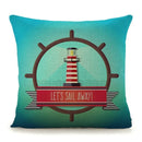 Axyaa Mediterranean Lighthouse Sail Print Pillow Cover for Home Decor