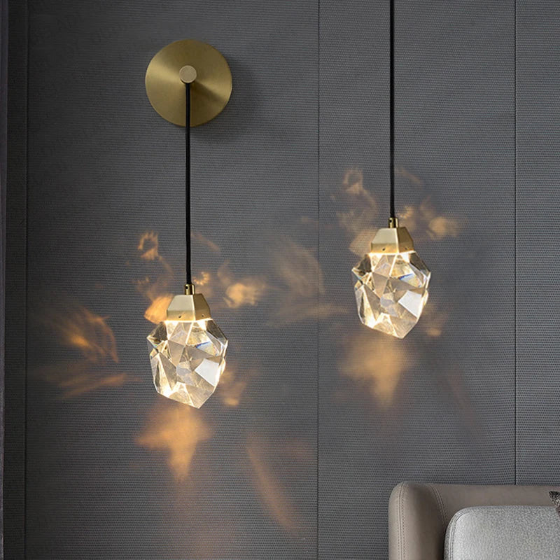 Nordic Copper LED Crystal Wall Lamp by Axya - Stylish Sconce Lighting for Home