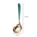 Axyaa Stainless Steel Soup Spoon with Long Handle and Colander - Golden