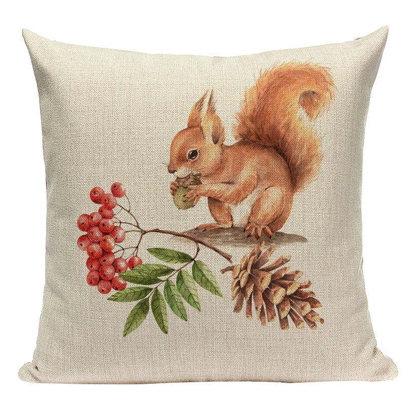 Axyaa Christmas Deer Snowman Cartoon Cushion Cover - Festive Decor Pillowcase