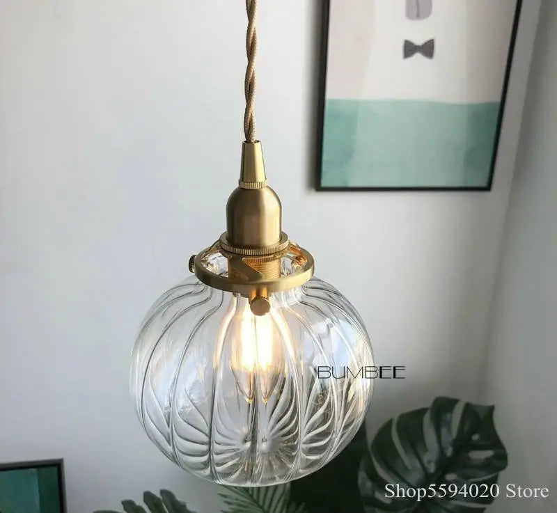 Axyaa Retro Brass Glass Pendant Chandelier Lighting E27