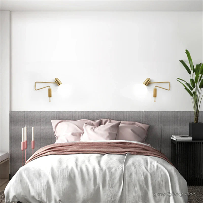 Axyaa Retro LED Wall Lamp: Adjustable Angle, Bedroom, Living Room, Study Decor