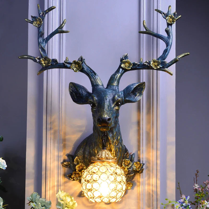 Axyaa Antler Resin Wall Lamp for Living Room Decor