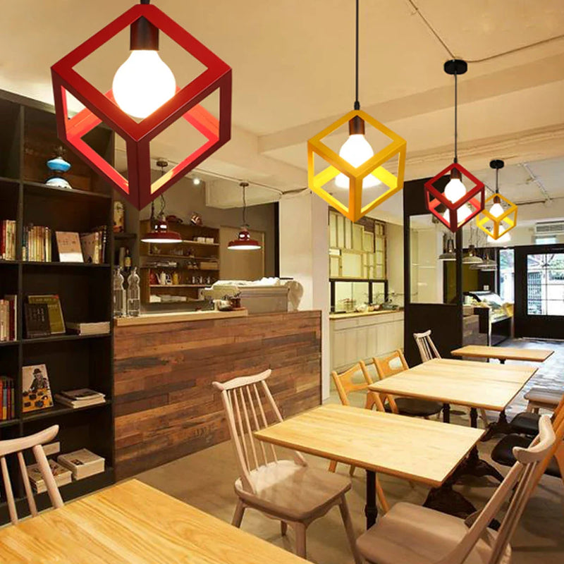 Axyaa Geometric Cube Pendant Lights - 3 in 1 Metal Ceiling Lighting