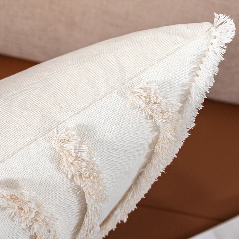 Beige Grey Tufted Coral Pillow Cover by Axyaa for Stylish Home Decor
